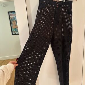 Fleur du Mal Black Eyelet Pants